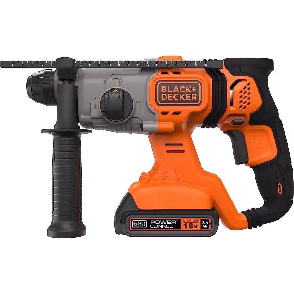Trapano martello tassellatore Black+Decker 18V con batteria ricaricabile 2,5Ah arancione – 2