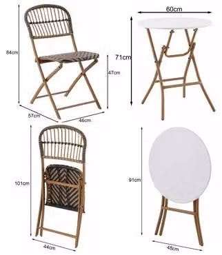 Set di mobili da giardino METRO PROFESSIONAL, materiali misti, 57 cm × 46 cm × 84 cm, color beige, composto da 3 pezzi
