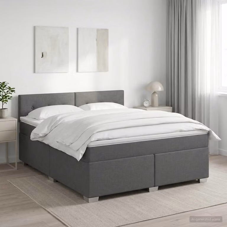 Maison Exclusive - Letto boxspring con materasso grigio scuro 140 x 200 cm Tessuto