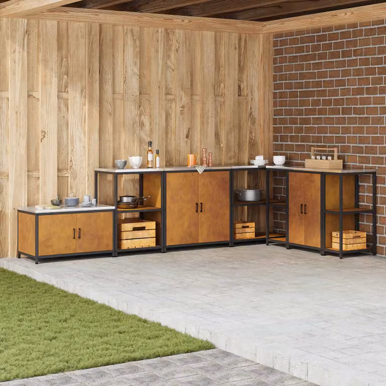Unità di scaffali per cucina e giardino vidaXL HATTEM in metallo marrone opaco L: 60 cm, P: 50 cm, H: 92 cm