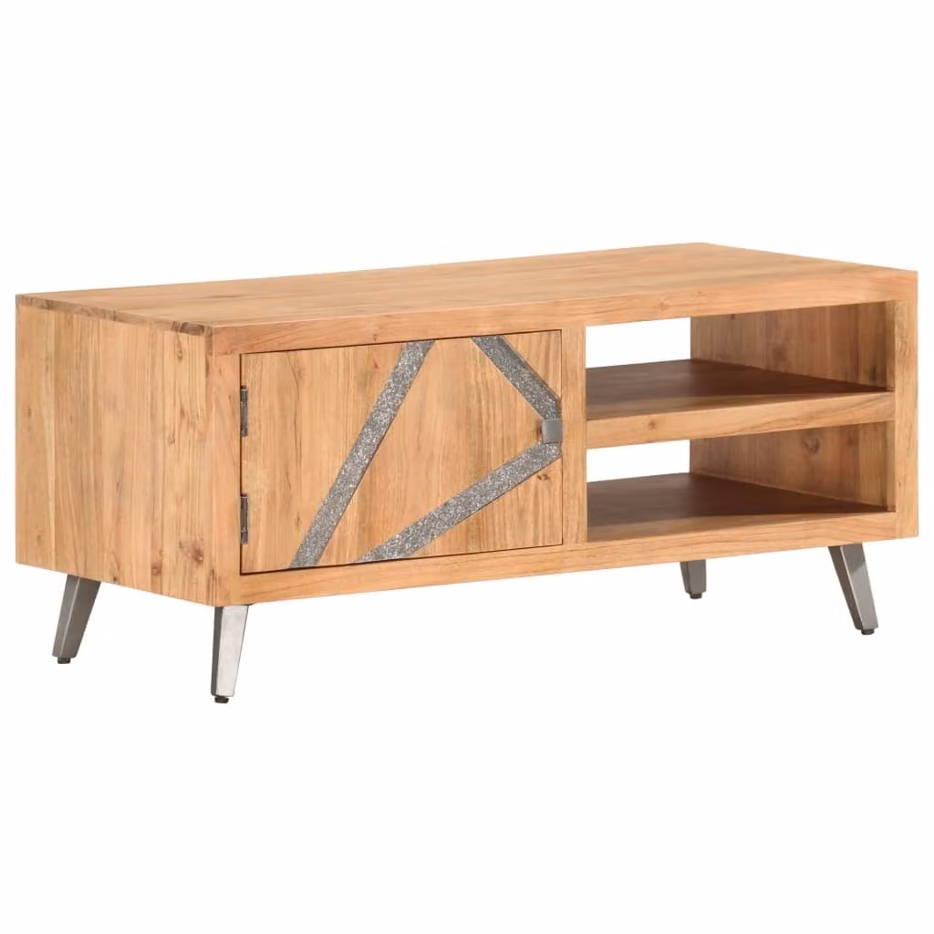 Tavolino 90×45×40 cm in legno massiccio di acacia