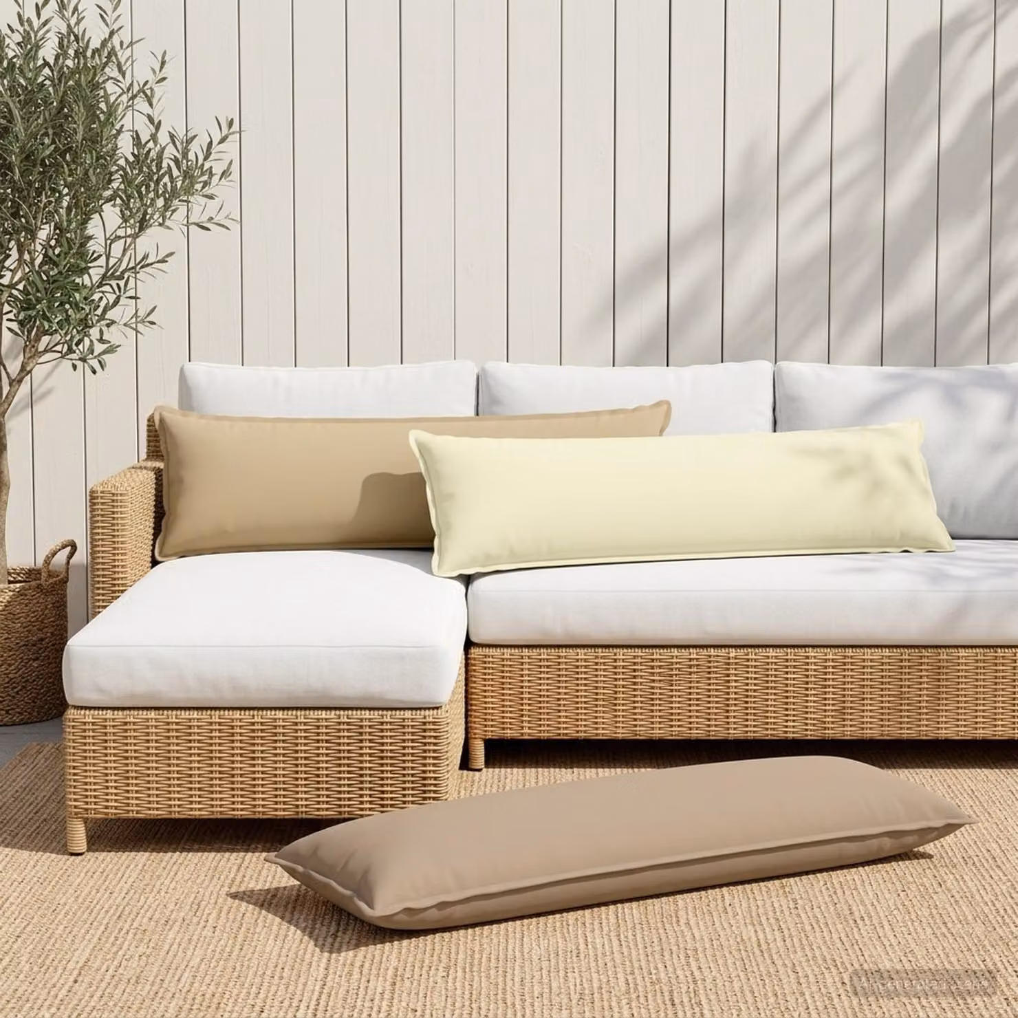 vidaXL Cuscino con cuscino HOUTEN 2 pz Beige Poliestere