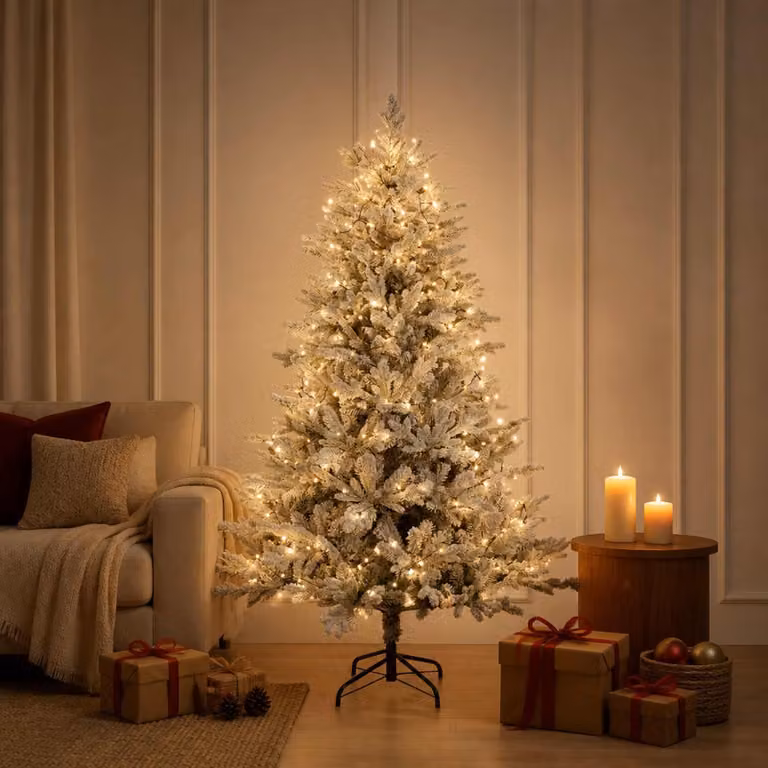 Albero di Natale artificiale pieghevole, altezza 120 cm, con 150 luci a LED