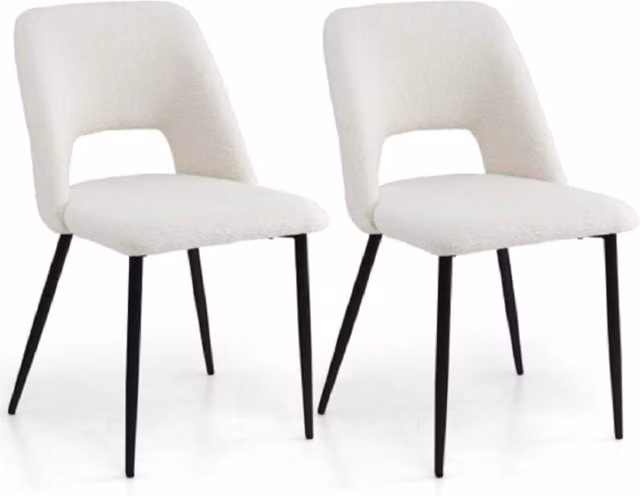 Set di 2 sedie da pranzo con schienale vuoto e gambe in metallo, 2 sgabelli alti da bar moderni Beige