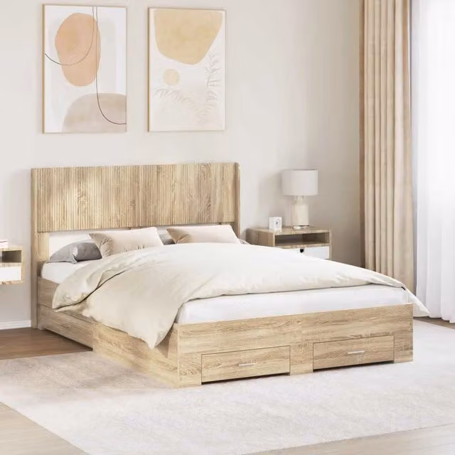 Struttura del letto con stoccaggio e testata Rovere Sonoma 3414469