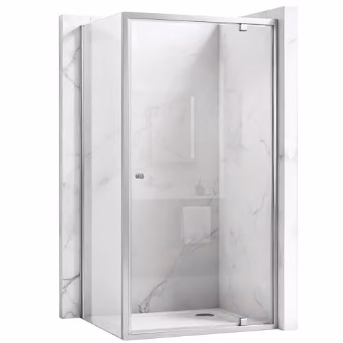 Rea - Cabina Doccia Angolare Primo Swing, Cromo 90X90, D'Angolo Senza Piatto Doccia, Vetro Di Sicurezza Temperato Trasparente 4mm, Inclinabile, 90 X 90 X 190 cm