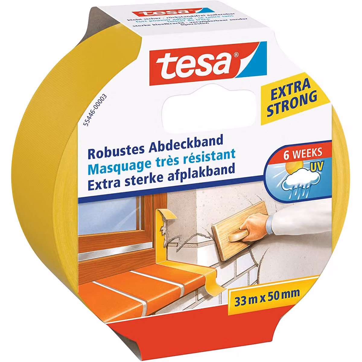 tesa Abdeckband, robust, von Hand einreiábar, 50 mm x 33 m