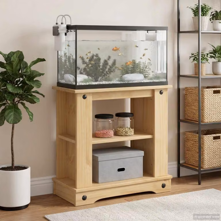 vidaXL Supporto per Acquario CORONA in Legno di Pino Cerato, Marrone e Beige, L 60 cm x P 30 cm x H 60 cm
