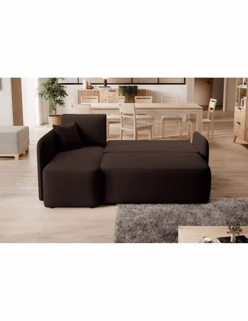 Divano ad angolo con funzione letto MEUBLORAMA collezione HEDSON colore Marrone con struttura in legno e cuscini inclusi L/P/H: 206 x 150 x 89 cm – 2