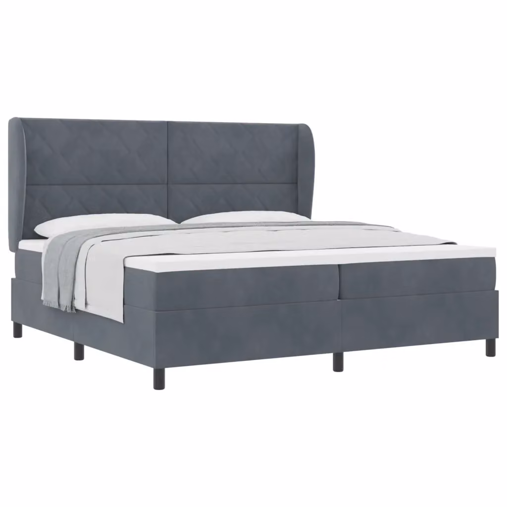 Letto ibrido con molle a sacchetto e testiera in velluto grigio vidaXL L/P/H: 200 x 200 x 28 cm – 2