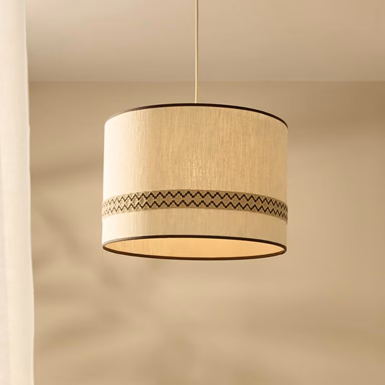 MARKET SET Lampada a sospensione Jimmy, dimmerabile, Crema / Ambra, Soggiorno / Sala da pranzo, Tessuto / Stoffa / Seta, Design, Lampada a sospensione