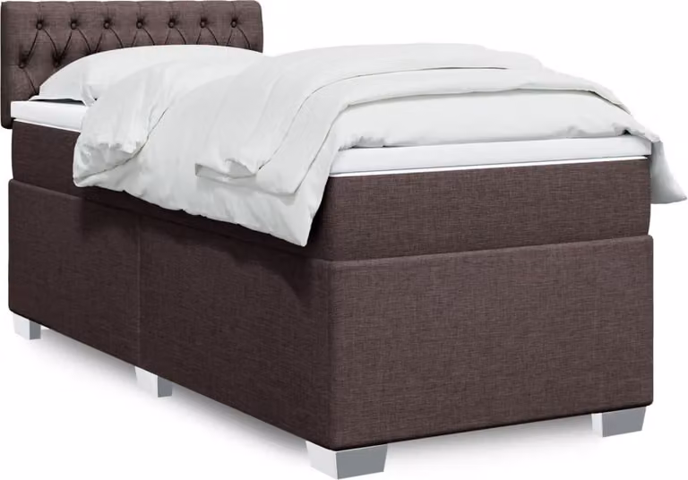 Maison Exclusive - Letto boxspring con materasso marrone scuro 90x190 cm tessuto