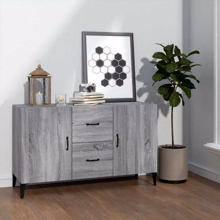 Credenza vidaXL in legno multistrato e MDF, colore Grigio Sonoma, L 100 cm x P 36 cm x H 60 cm