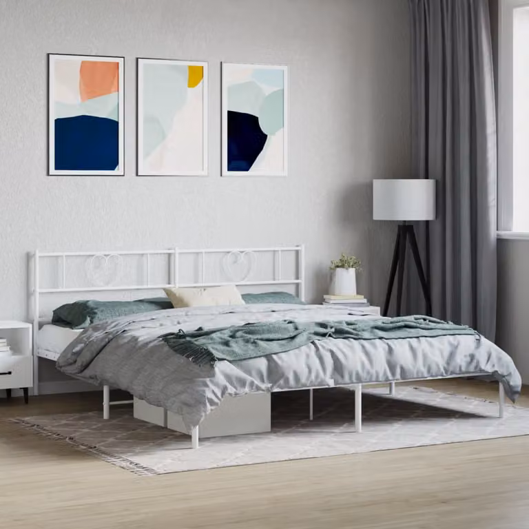 vidaXL Giroletto con Testiera in Metallo Bianco L/P: 200 x 200 cm