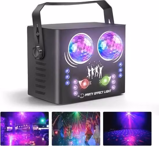 Luminaria LED per Feste e Eventi - Regolata dal Suono, Effetto DMX, Puntoluce RGB - Ideale per Karaoke, Matrimoni, Compleanni e Halloween