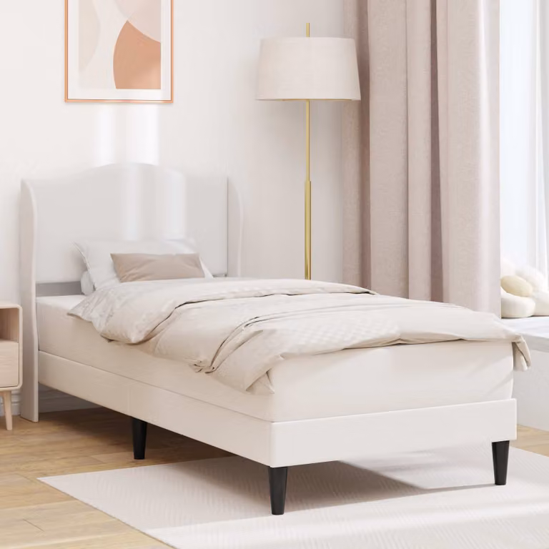 Struttura del letto con testiera vidaXL in similpelle bianco, dimensioni 90 x 200 cm