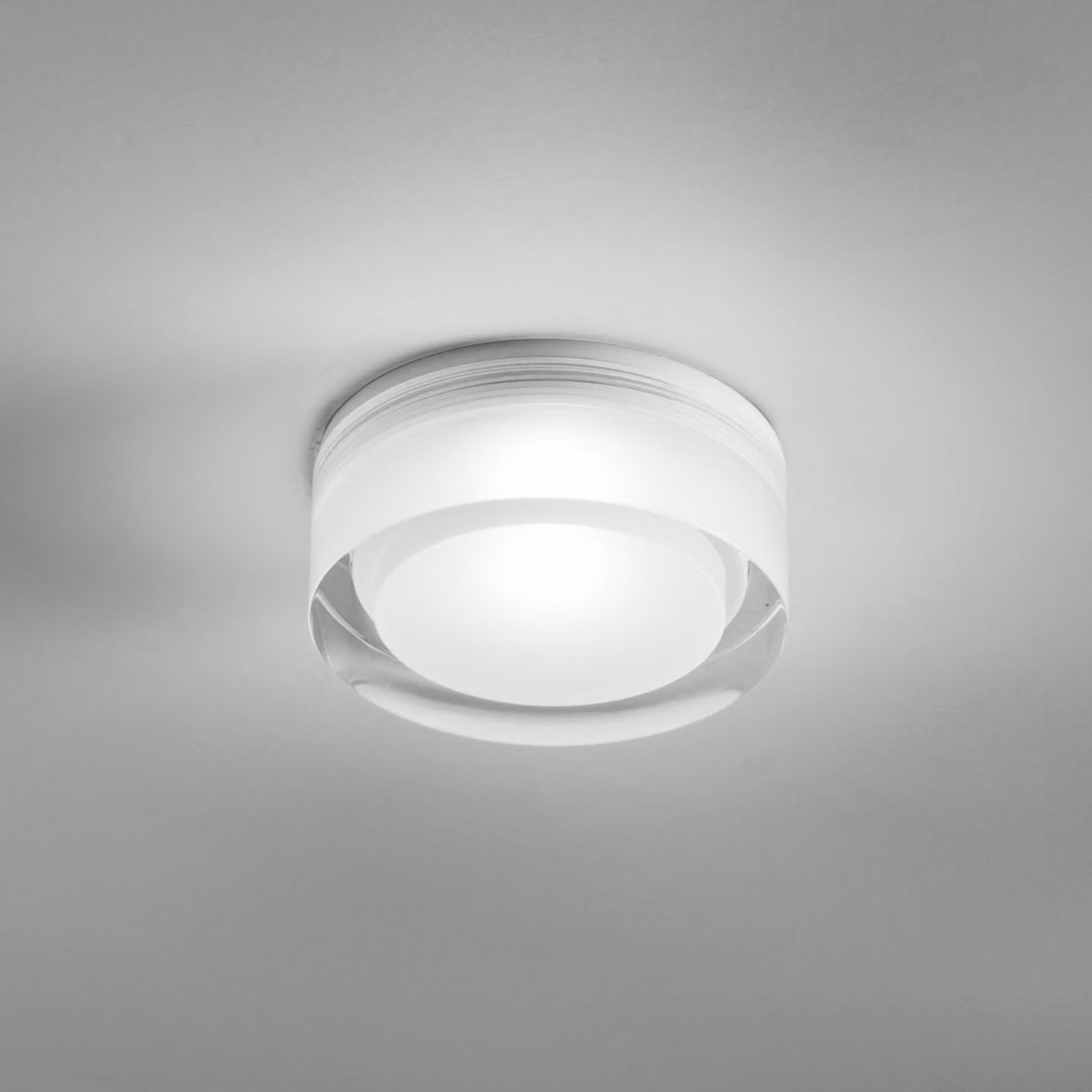 Egger Licht DLS Phoenix luci da incasso, bianco, Ø 9 cm, acrilico 3.000 K Phoenix, dimmerabile, Bianco / Opale, Bagno, Plastica, Moderno, Plafoniera