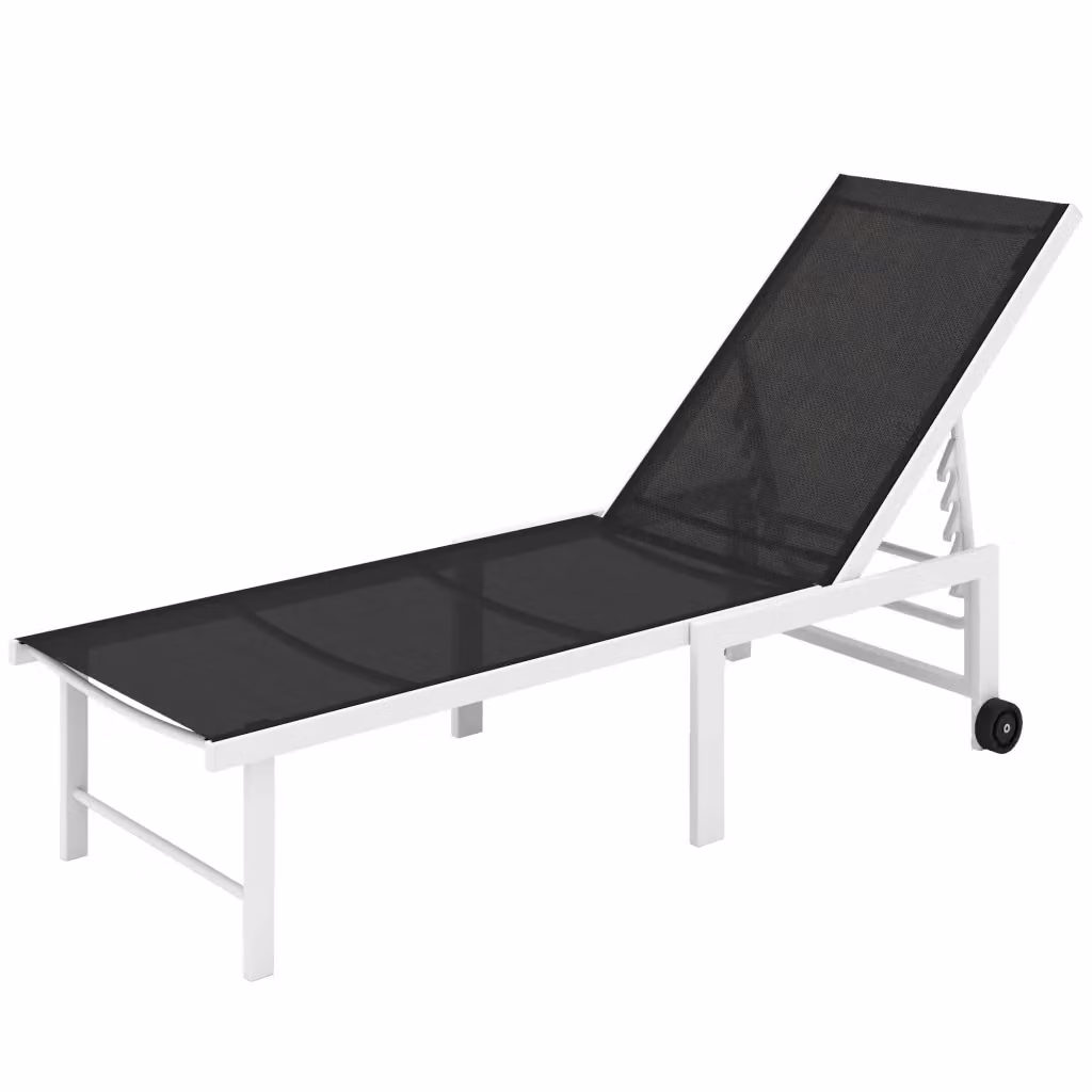 Lettino Prendisole Reclinabile Xylo Grigio con Ruote e 5 Posizioni L/P/H: 166 x 60 x 84 cm – 2