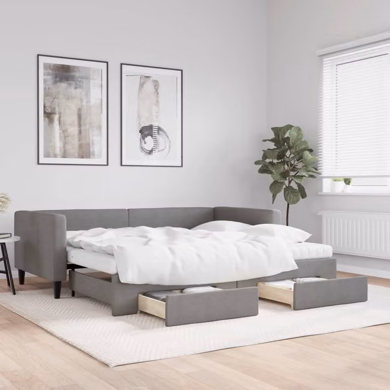 Maison Exclusive - Divano letto estraibile con cassetti, grigio scuro, 90x200 cm, tessuto