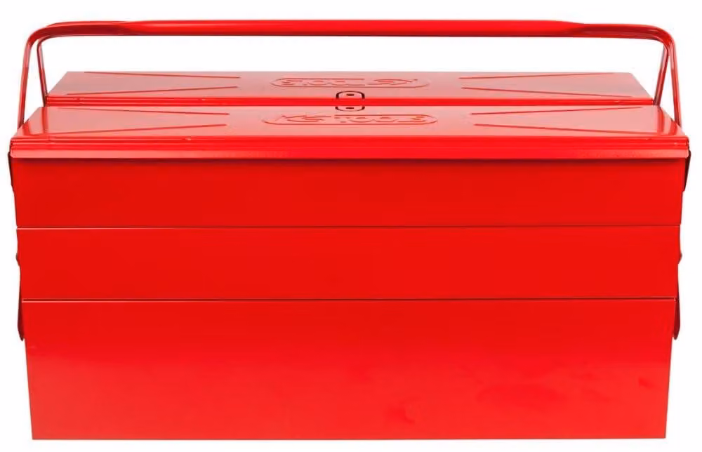 Cassetta degli attrezzi in metallo, colore rosso, con 5 scomparti, lunghezza 550 mm