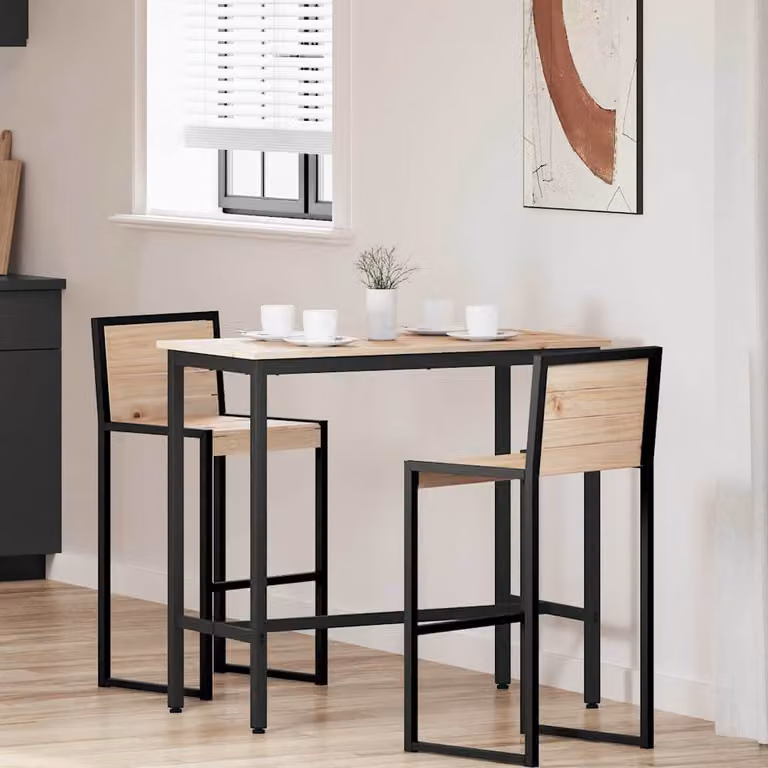 vidaXL Tavolo Moderno in Legno e Metallo Naturale L: 100 cm, P: 50 cm, H: 91 cm