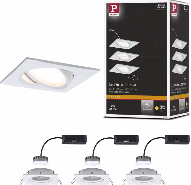Paulmann Luce da incasso LED Nova Plus set base orientabile