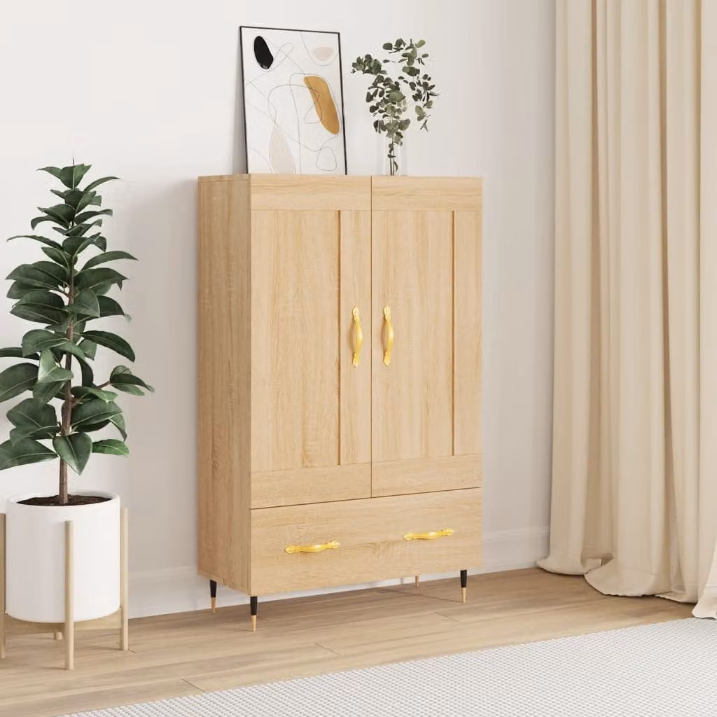 Credenza moderna vidaXL in legno multistrato color rovere sonoma, L 69,5 cm x P 31 cm x H 115 cm
