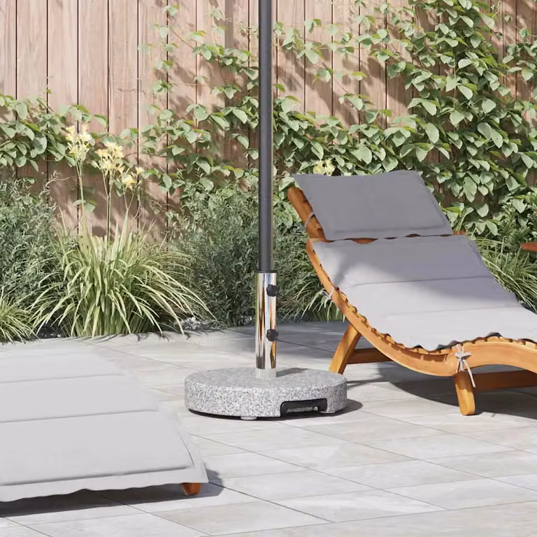 Base per ombrellone vidaXL rotonda in pietra e acciaio inossidabile, Grigio Granito, 29 kg