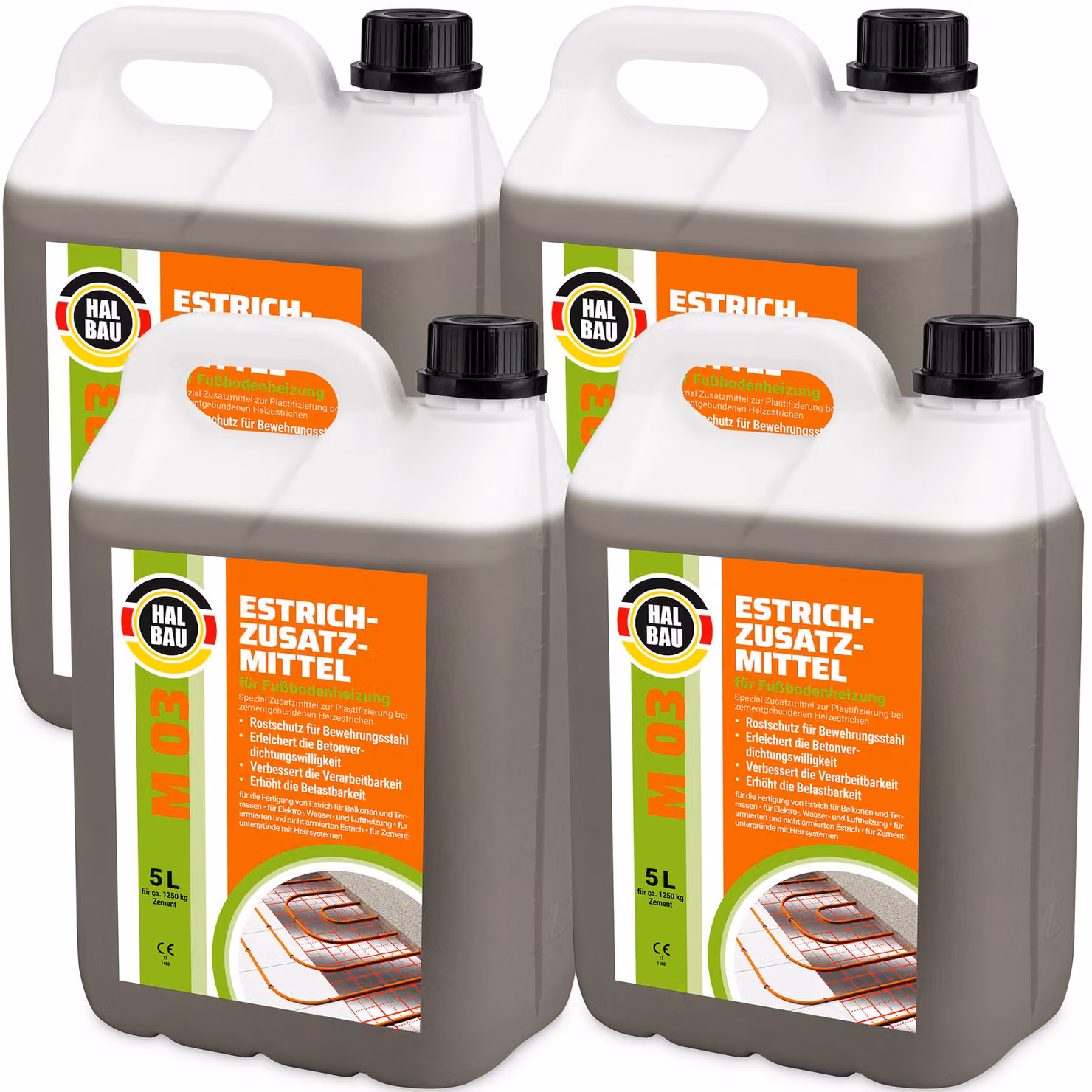 Plastificante per impianti di riscaldamento Additivo per massetti 20 L Per riscaldamento a pavimento Massetto in calcestruzzo HALBAU M03