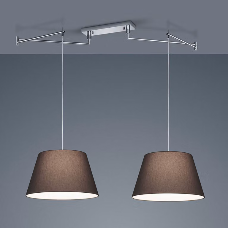 Helestra Lampada a sospensione Certo, dimmerabile, Alluminio / Grigio / Zincato, Soggiorno / Sala da pranzo, Tessuto / Stoffa / Seta, Moderno, Lampada a sospensione