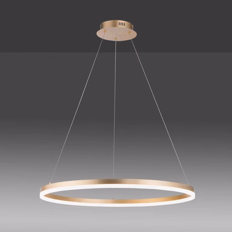 Paul Neuhaus Lampada LED a sospensione Titus, Ø 80 cm, ottone, dimmerabile, Ottone / Oro, Soggiorno / Sala da pranzo, Alluminio, Moderno