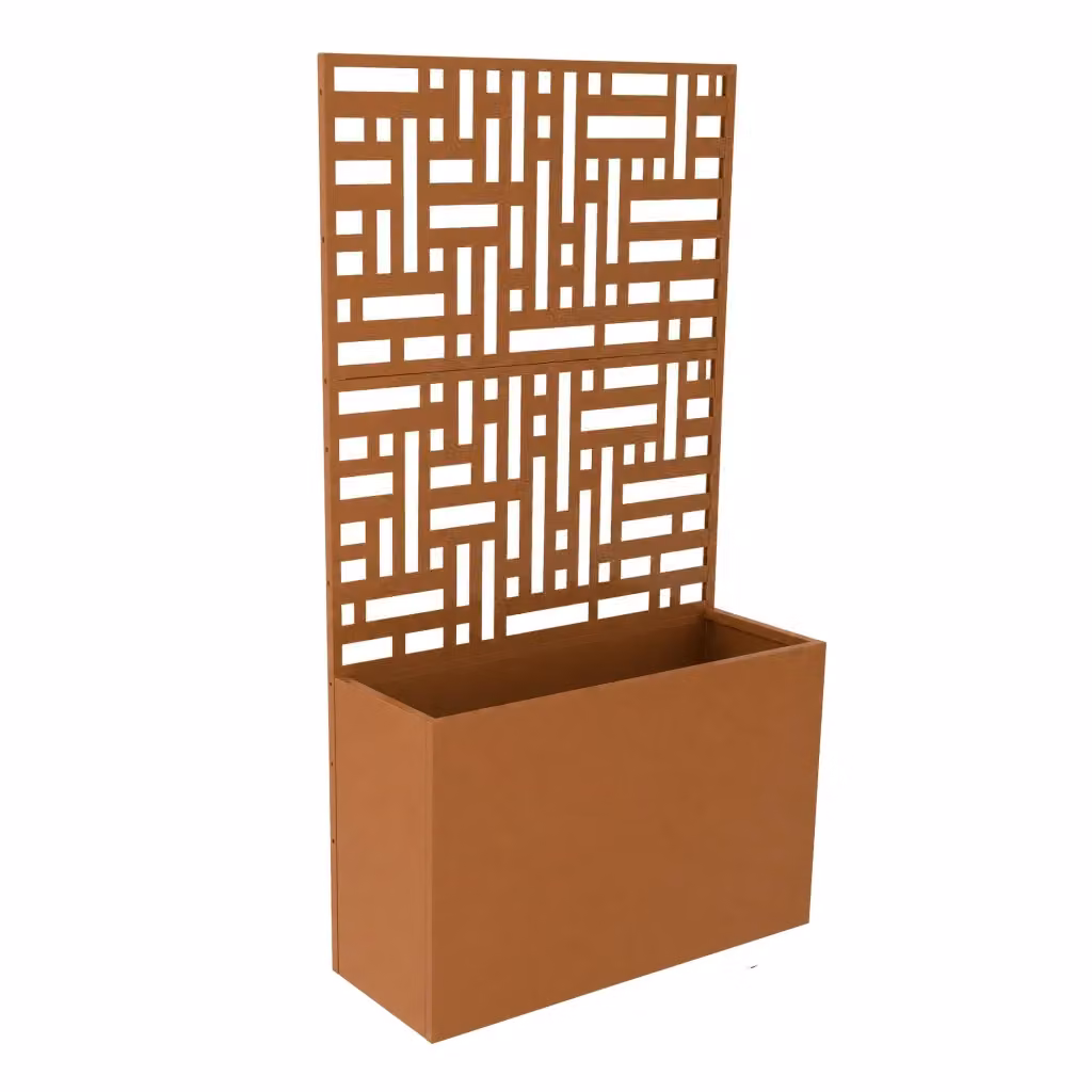 Fioriera con Spalliera Bernalda casa.pro in Acciaio Marrone L: 146 cm, H: 83 cm, P: 31 cm – 2