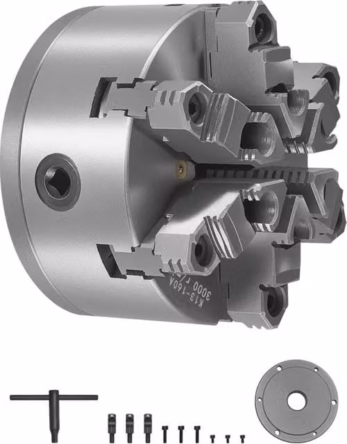 Mandrino per Tornio a 6 Griffe K13-160A D1-4 Autocentrante Diametro 160 mm in Ghisa HT300 Robusto per Officina e Fai da Te
