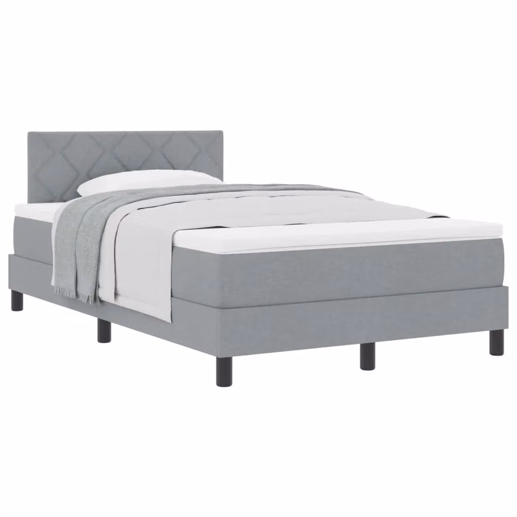 Letto ibrido con testiera in tessuto grigio vidaXL L/P: 120 x 200 cm – 2