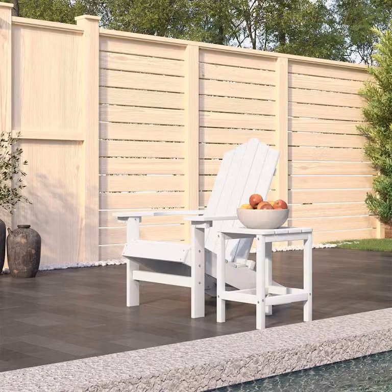 vidaXL Set da Giardino con Sedia Adirondack e Tavolo in HDPE Bianco
