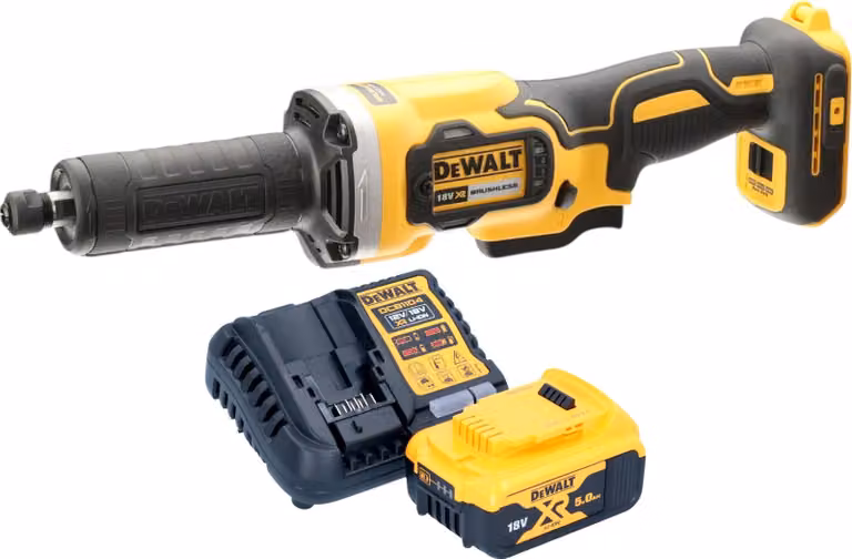 Smerigliatrice diritta a batteria DeWalt DCG 426 P1 18 V Brushless + 1x batteria 5,0 Ah + caricabatteria