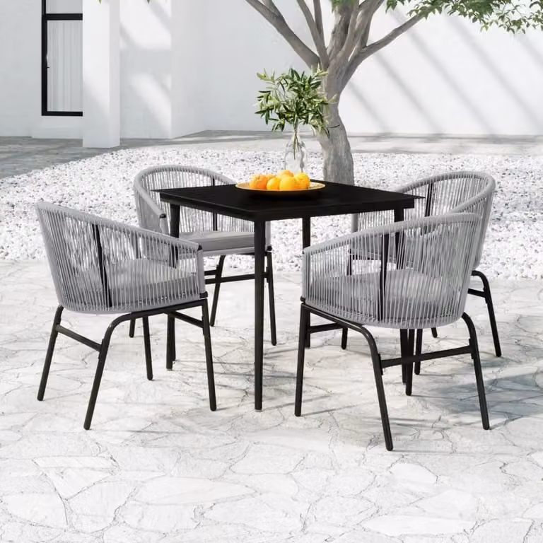 Maison Exclusive - Set da pranzo da giardino 5 pezzi, grigio