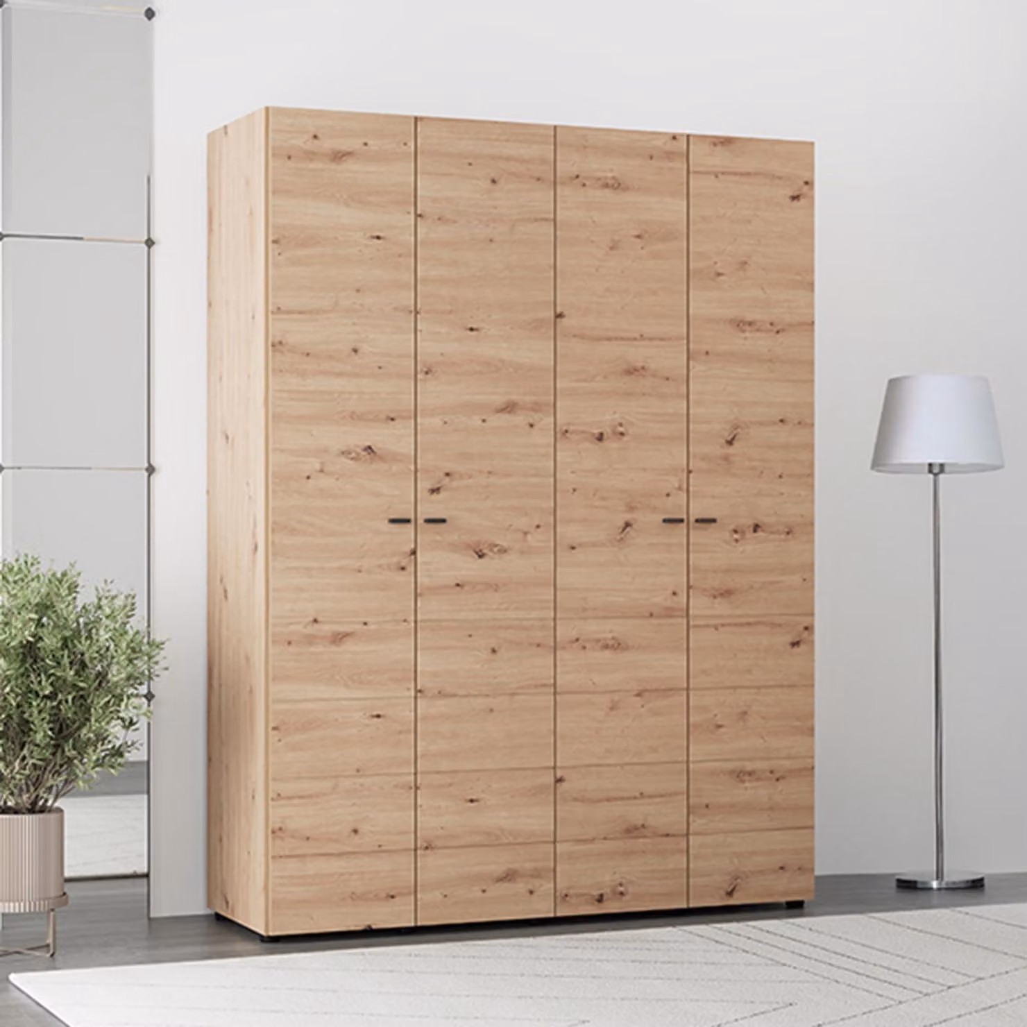 Soris - Guardaroba Grande, 155x208h cm Marrone Rovere Nodi, Appendiabiti