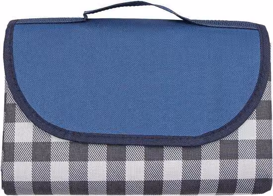Famanu, coperta da picnic – Impermeabile, 200x200 cm – Motivo a quadri blu