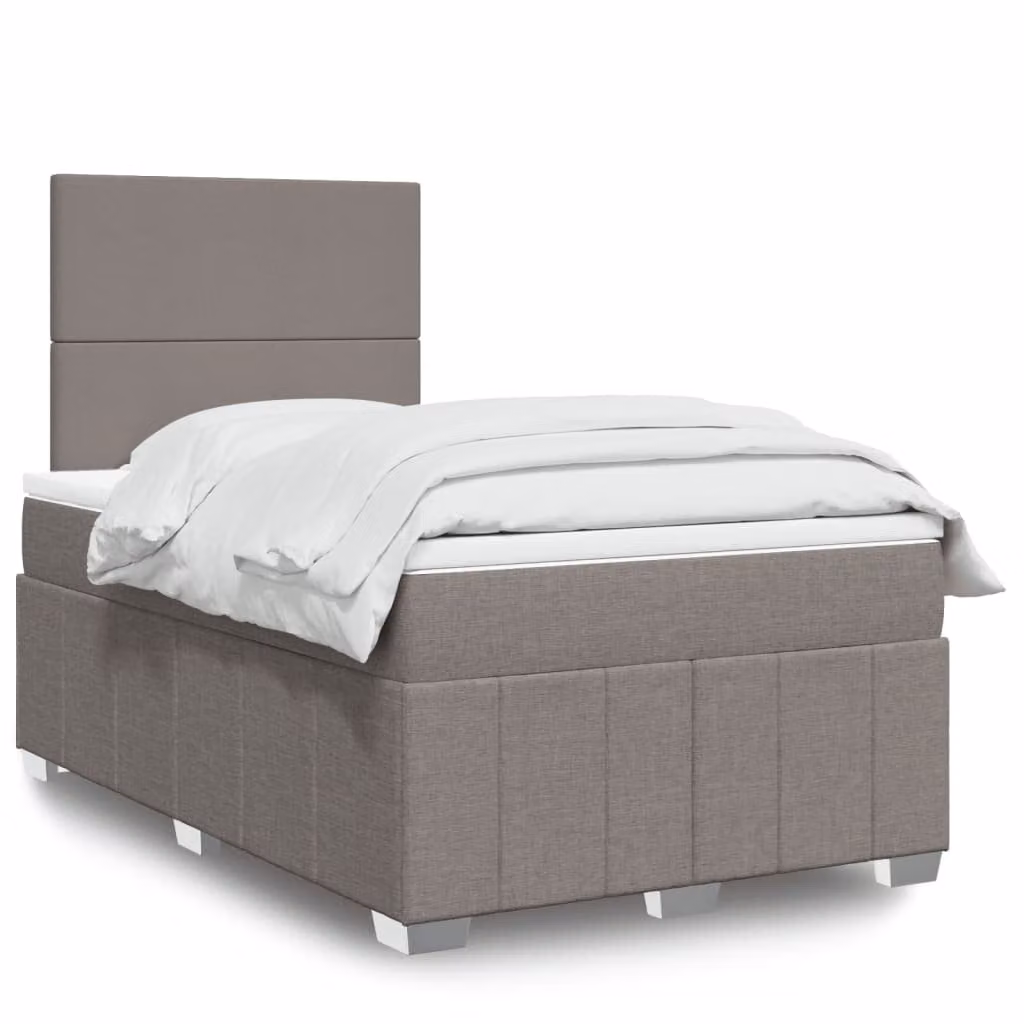 vidaXL Letto Ibrido con Giroletto a Molle e Materasso in Tessuto, Colore Beige, Bianco o Grigio, L/P: 120 x 200 cm
