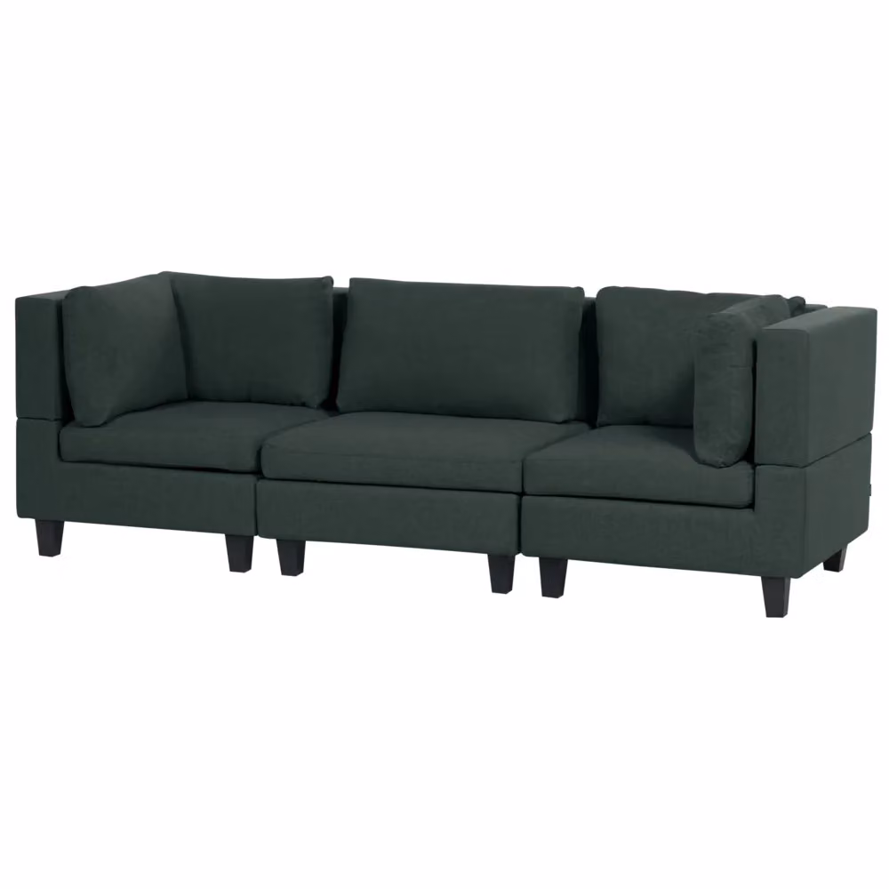 Divano Componibile Beliani Verde con Rivestimento in Tessuto e Cuscini Inclusi Stile Moderno L: 228 cm, P: 76 cm, H: 72 cm – 2