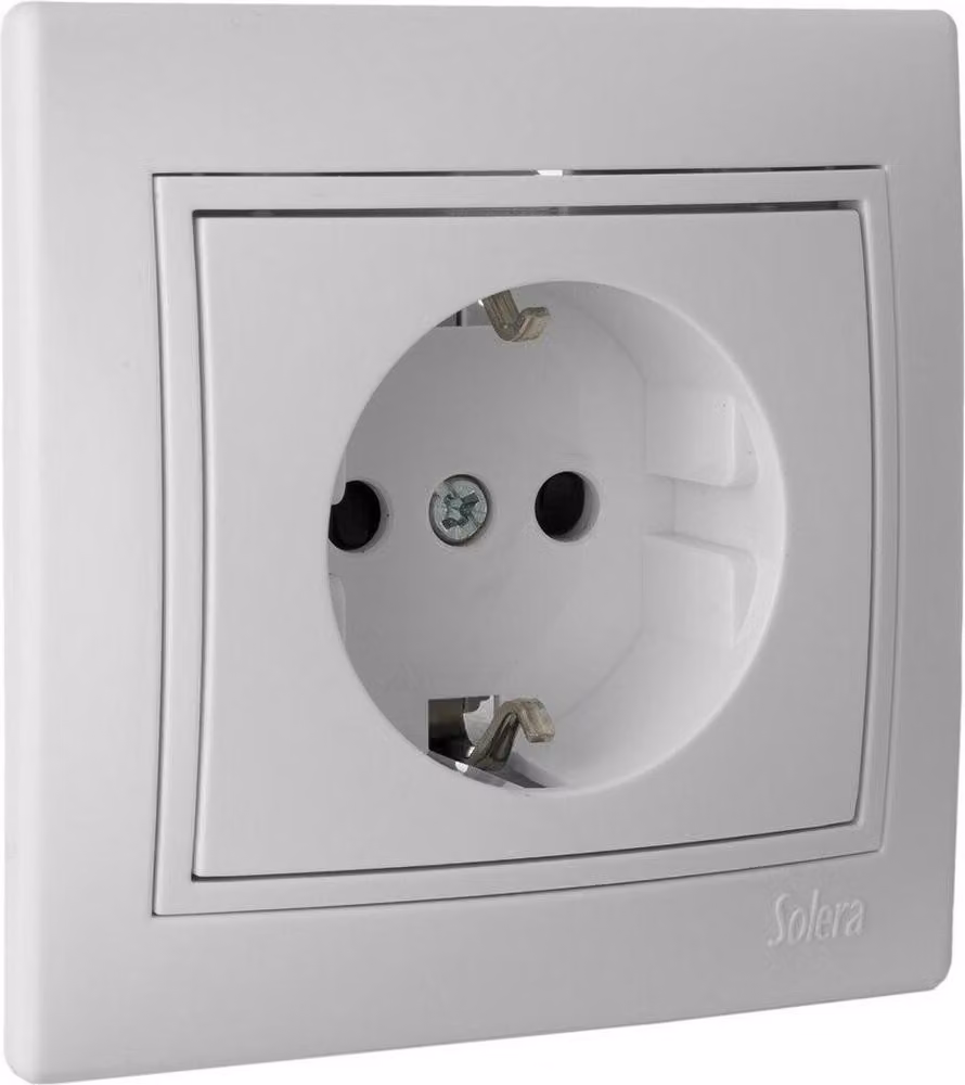 SOLERA 42943 Presa bipolare con T/T laterale 16A 250V S.Europa, 50 W, 250 V, neutro