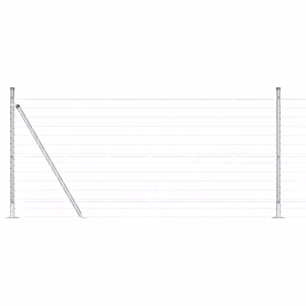 Recinzione Euro da esterno vidaXL in acciaio zincato argento con base in cemento, L: 25 m, H: 1 m – 2