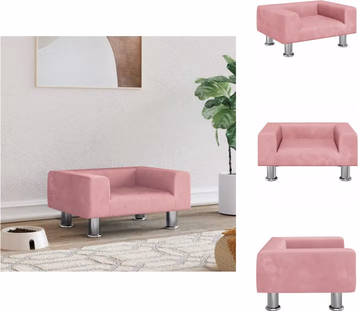 vidaXL Letto per cani rosa 50x40x26,5 cm in velluto - Letti per cani
