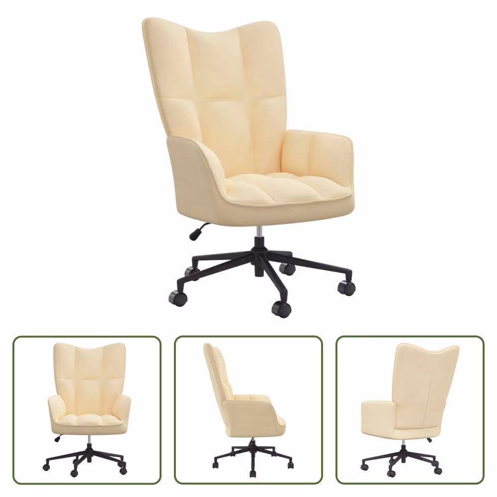 The Living Store Relaxsessel Cremeweiß Samt