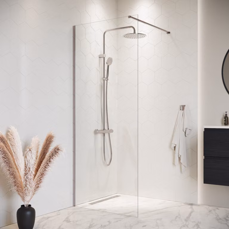 Badplaats Parete Doccia Florida 80 x 200 cm - Cromo - Doccia Walk-In 8 mm Vetro di Sicurezza