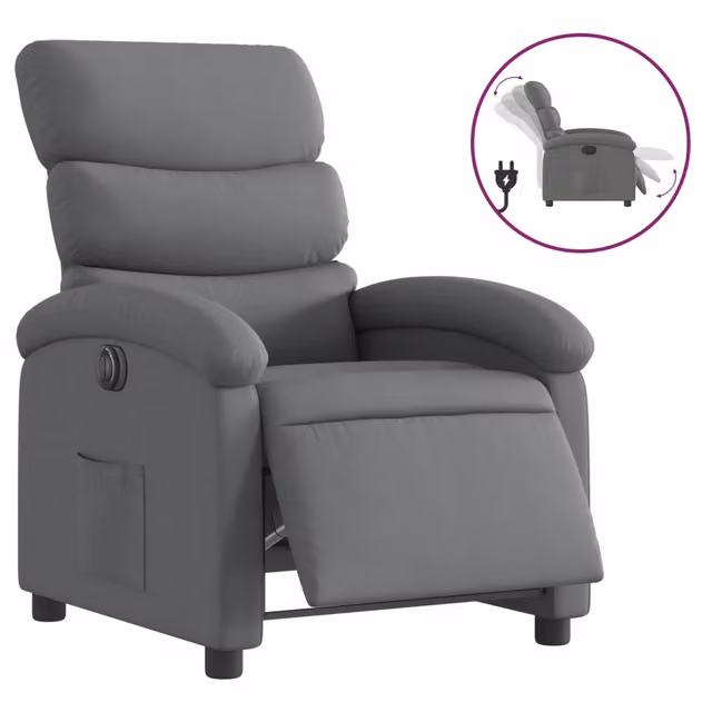 Poltrona | Sedia Relax Elettrica Reclinabile Grigio Scuro in Tessuto