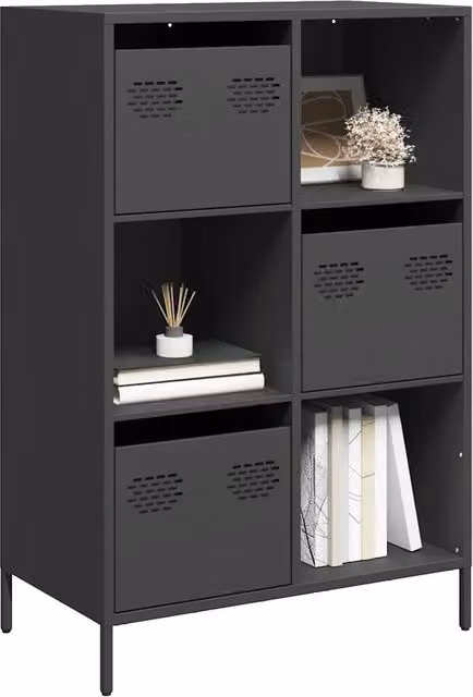 Credenza nera in metallo vidaXL L: 68 cm, P: 39 cm, H: 103,5 cm – 1