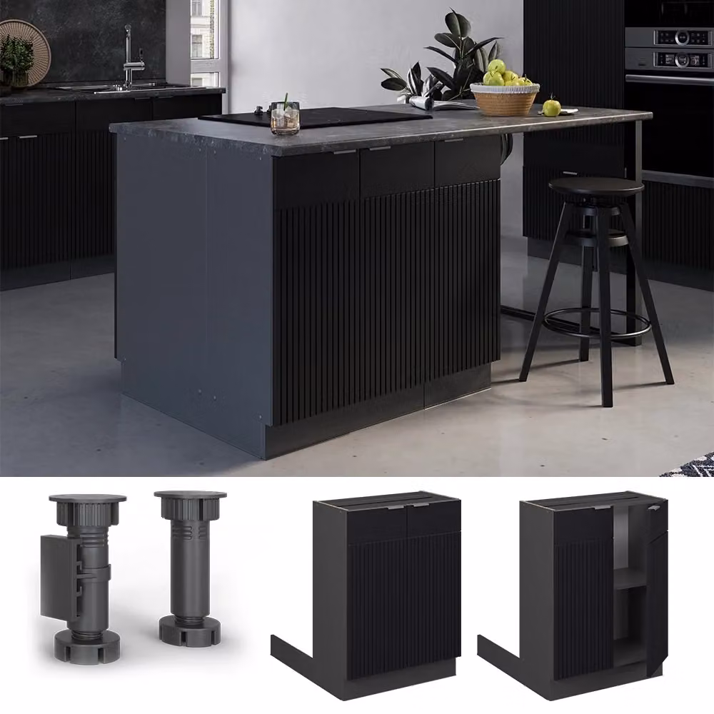 Isola cucina Vicco Fame-Line base moderna nero rigato e antracite L: 60 cm, H: 82 cm, P: 30 cm senza piano di lavoro – 2
