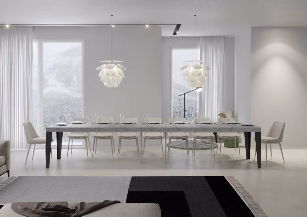 Tavolo allungabile Itamoby Flaris Premium in cemento con telaio Antracite L: 90 cm, L/P: 200-460 cm – 2